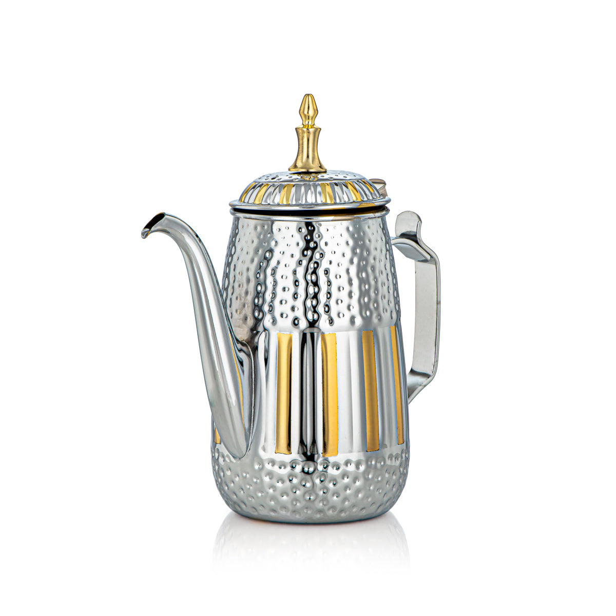 Almarjan 1 Litre Marabaa Collection Pot à Lait en Acier Inoxydable Argent et Or - STS0010952