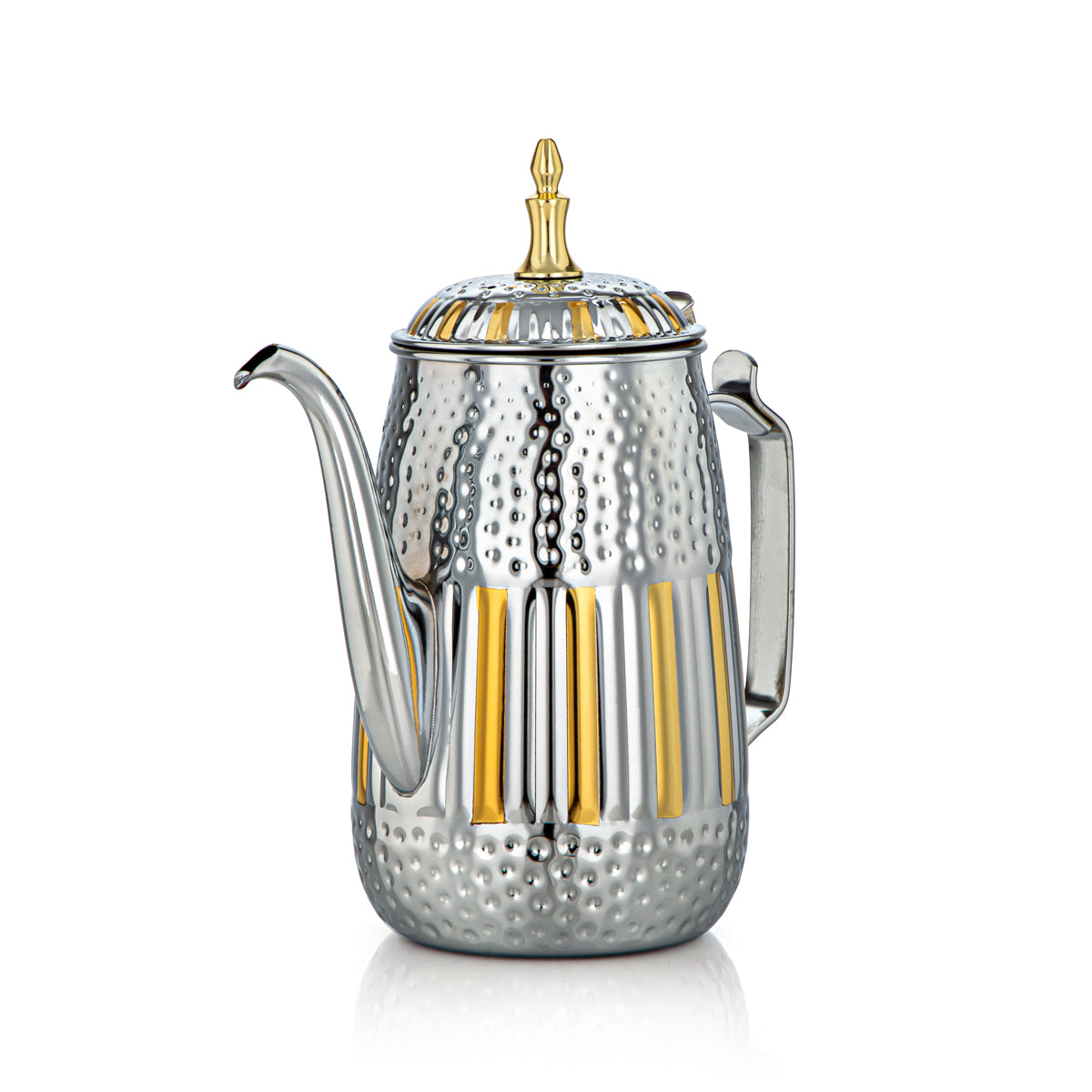 Almarjan 1,3 Litre Marabaa Collection Pot à Lait en Acier Inoxydable Argent et Or - STS0010953