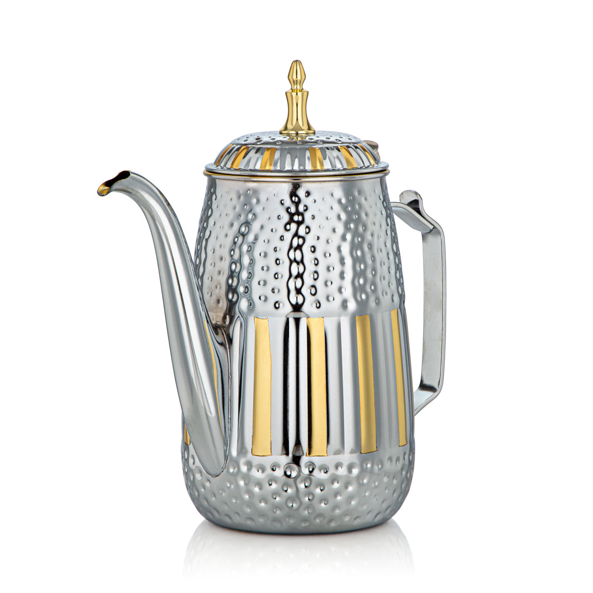 Almarjan 1,8 Litre Marabaa Collection Pot à Lait en Acier Inoxydable Argent et Or - STS0010954