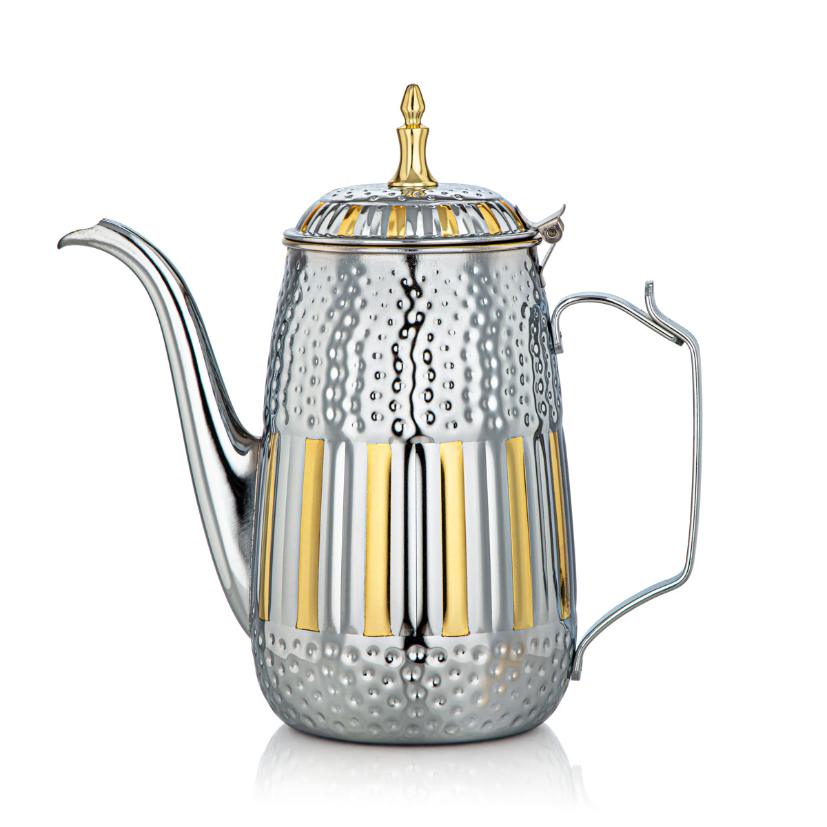 Almarjan 1,8 Litre Marabaa Collection Pot à Lait en Acier Inoxydable Argent et Or - STS0010954