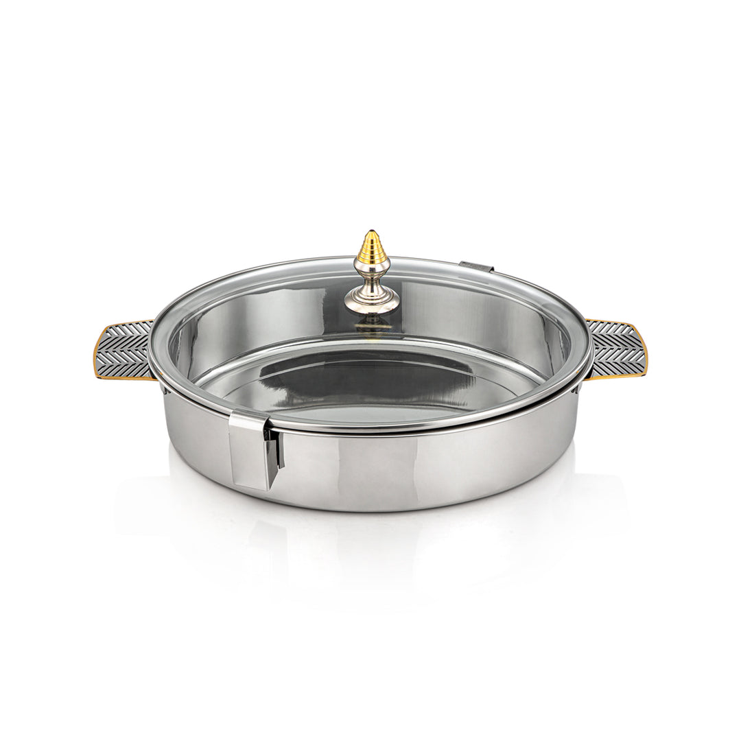 Almarjan 35 CM Collection Mandi Marmite Ovale Inox Argent &amp; Or - H23PG1