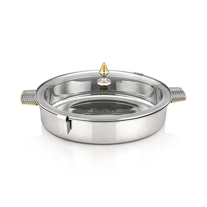 Almarjan 40 CM Collection Mandi Marmite Ovale Inox Argent &amp; Or - H23PG1