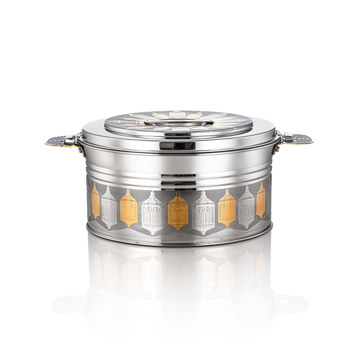 Almarjan 6000 ML Shaharzad Collection Hot Pot en acier inoxydable argent et or - H23EPG20HG