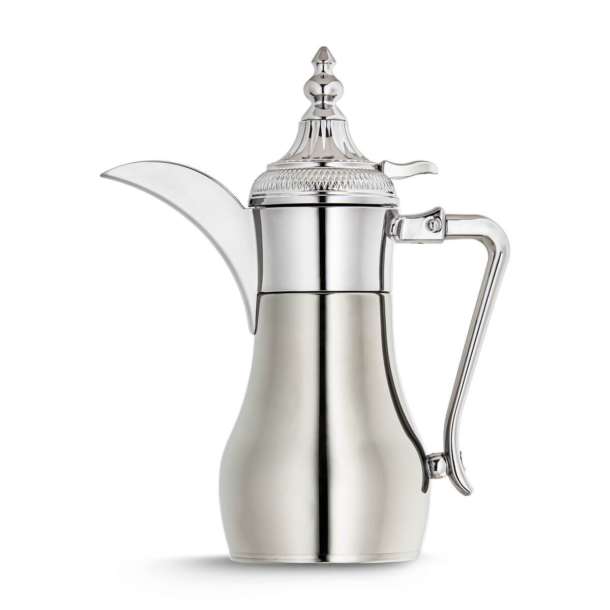 ALMARJAN Stainless Steel Double Wall Vacuum Dallah Silver 0.35 Liter SUD-035-CR